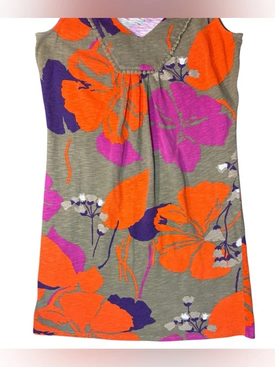 Boden Sleeveless Floral Tunic Top Women’s US 4 UK 8 Orange Purple V Neck - Picture 4 of 7